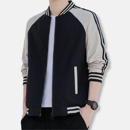 Casual Mens Bomber Jacket Lightweight Ribbed Trim