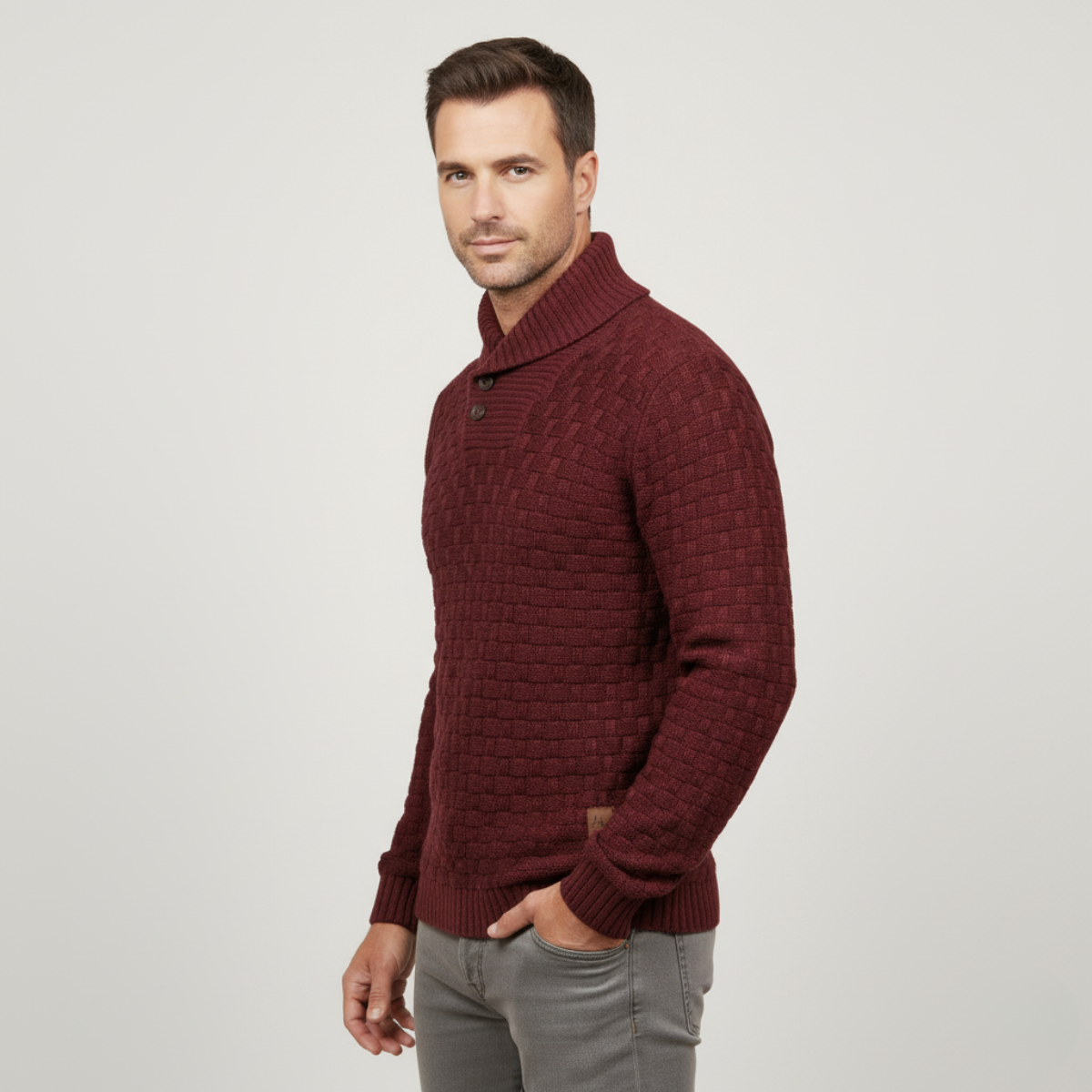 Thick Warm Crew Neck Button Sweater for Men