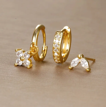 Trendy Mixed Metal Hoop Earrings Set
