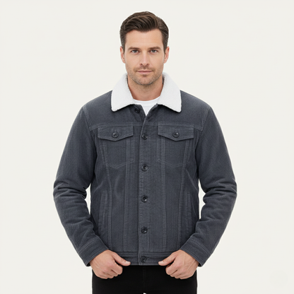 Warm Mens Corduroy Fleece Lined Winter Coat