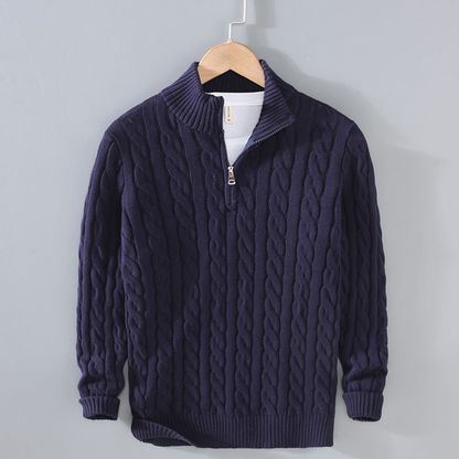 Men's Soft Knit Cable Crew Neck Sweater