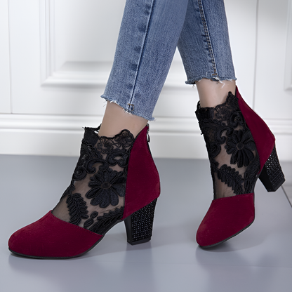Delicate Floral Pattern High Heel Shoes
