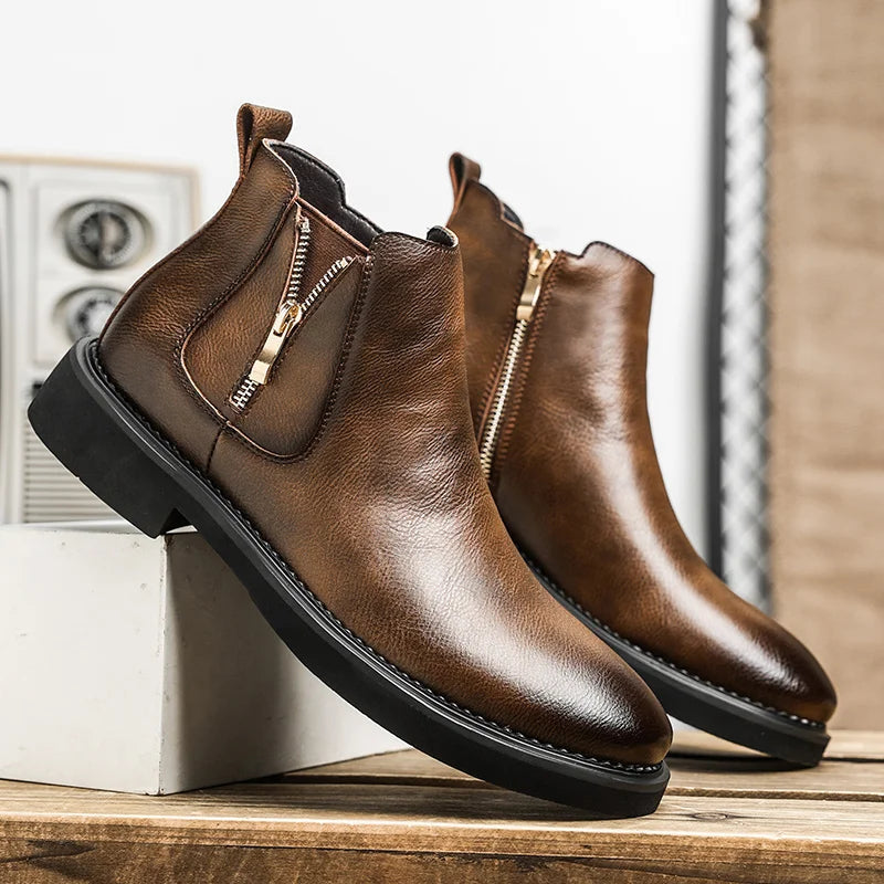 Classic Men's Chelsea Brown Leather Boots
