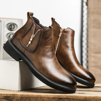 Classic Men's Chelsea Brown Leather Boots