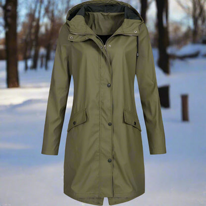 Waterproof Women's Hooded Rain Coat with Pockets
