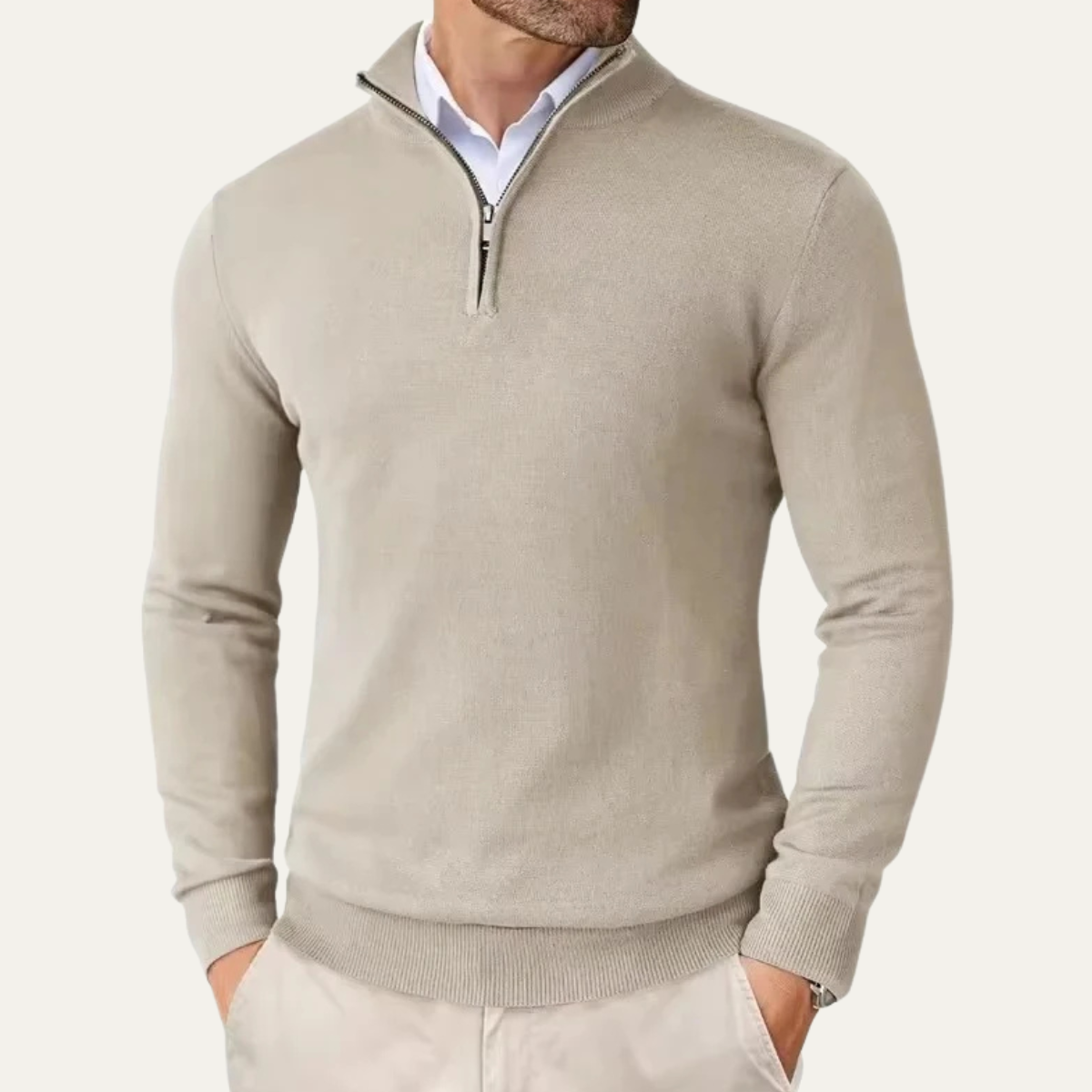 Warm Quarter Zip Knitted Men's Sweater