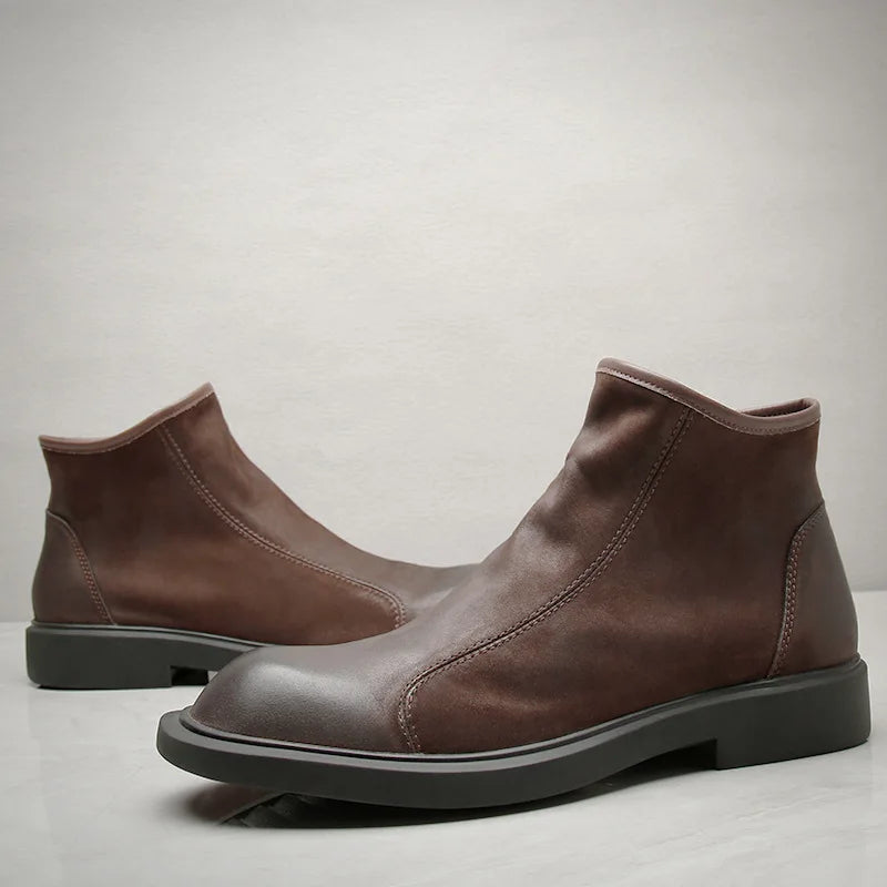 Insulated Men's Faux Leather Ankle Boots with Zip