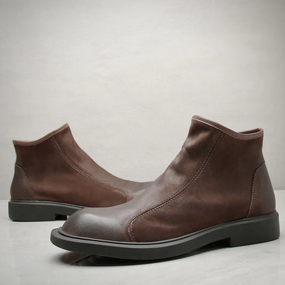 Insulated Men's Faux Leather Ankle Boots with Zip