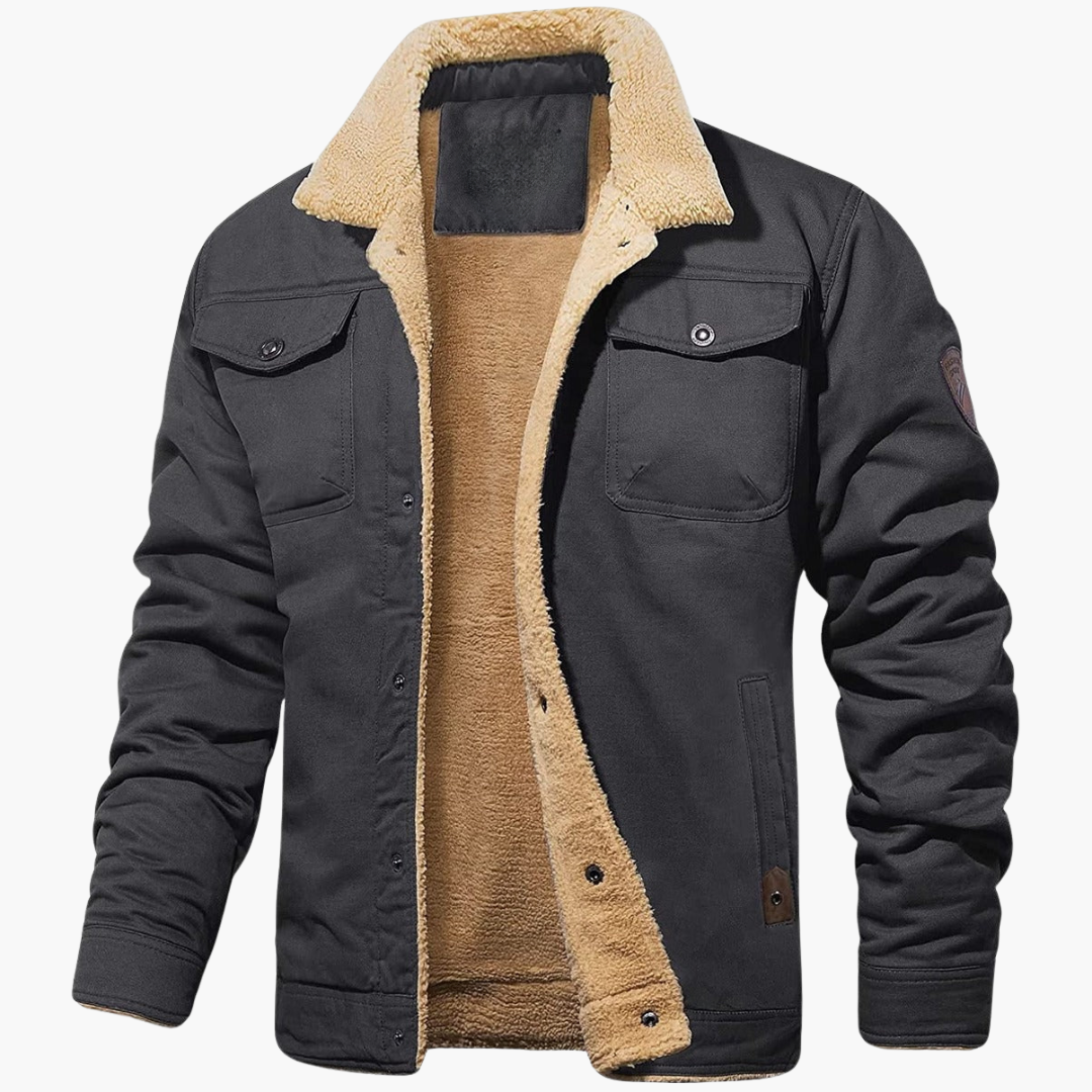 Men's Zip Up Faux Fur Lined Leather Jacket