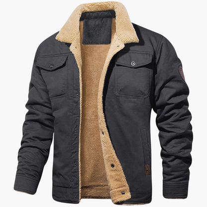 Men's Zip Up Faux Fur Lined Leather Jacket