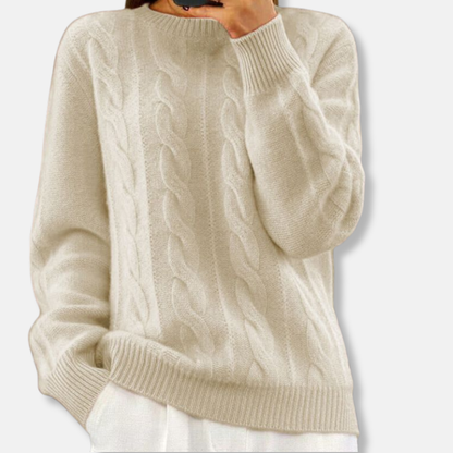 Casual Fit Cable Knit Crewneck Sweater