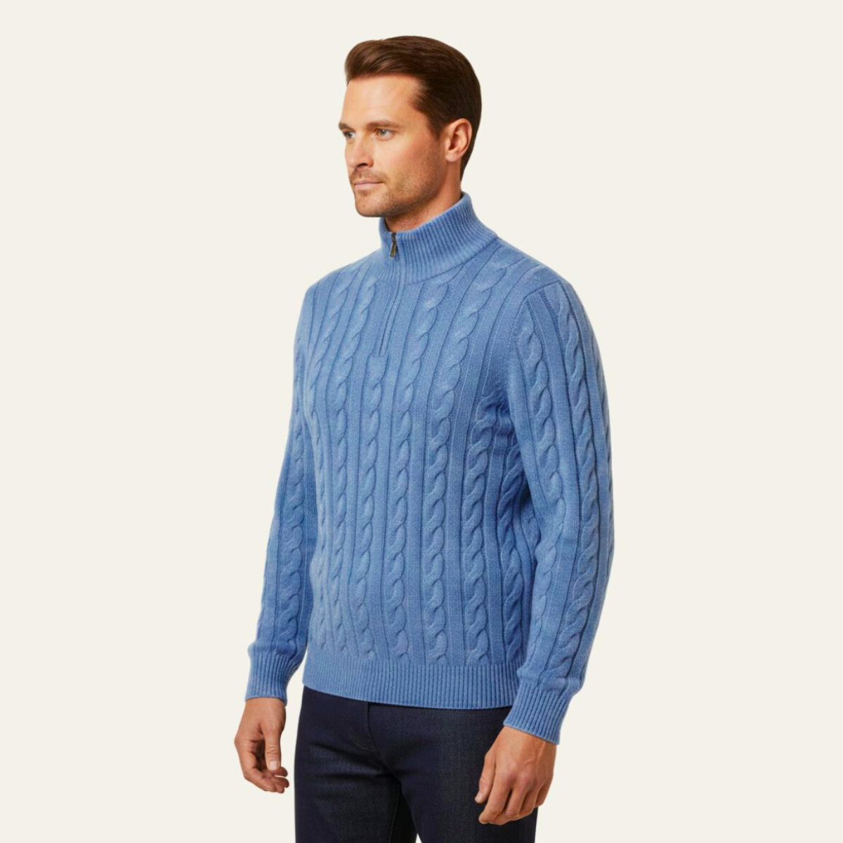 Luxury Merino Wool Men's Half Zip Sweater