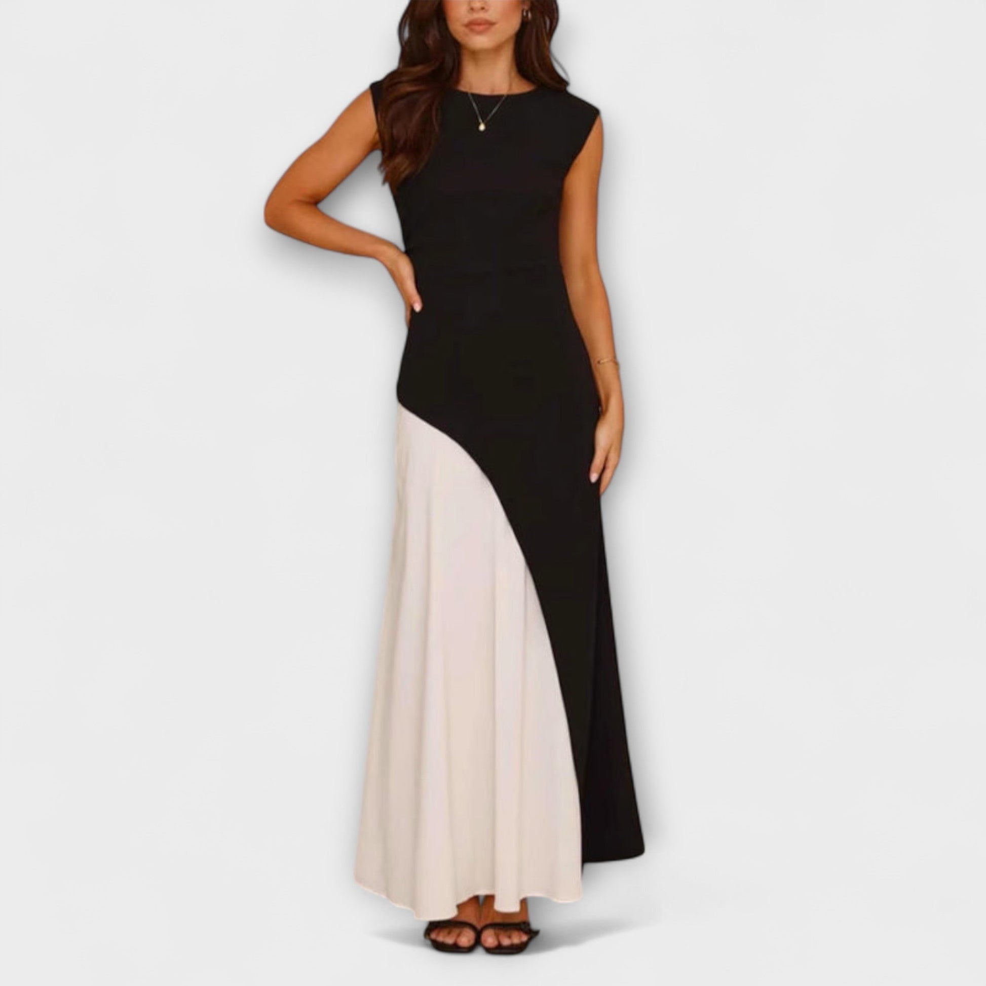 Elegant Black and White Party Dress for Women - Nocini