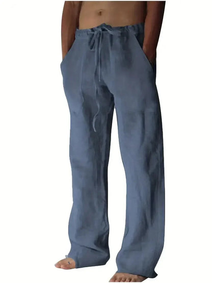 Comfortable Linen Blend Casual Drawstring Trousers
