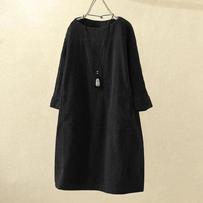 Relaxed Fit Corduroy Dress with Soft Sleeves