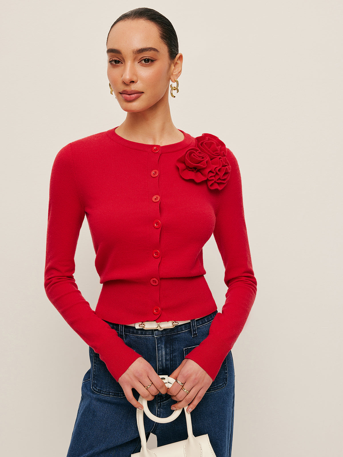 Colorful Blossom Pattern Sweater - Pexav