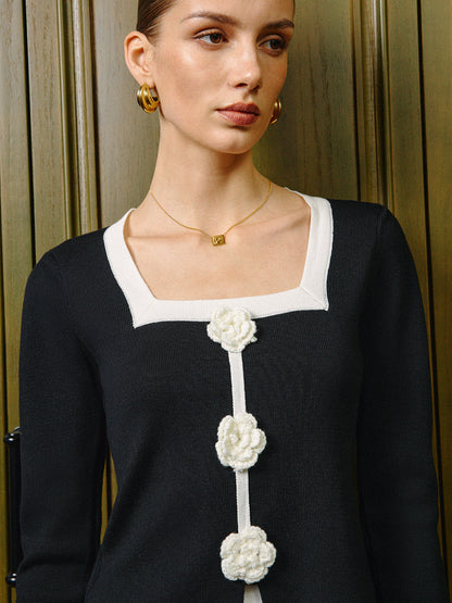 Colorful Floral Edge Sweater Top