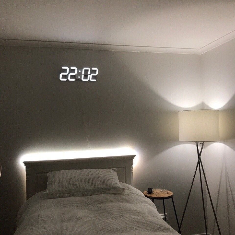 3D LED Wall Clock with Dimmable Lighting – Timora-White-The Livary