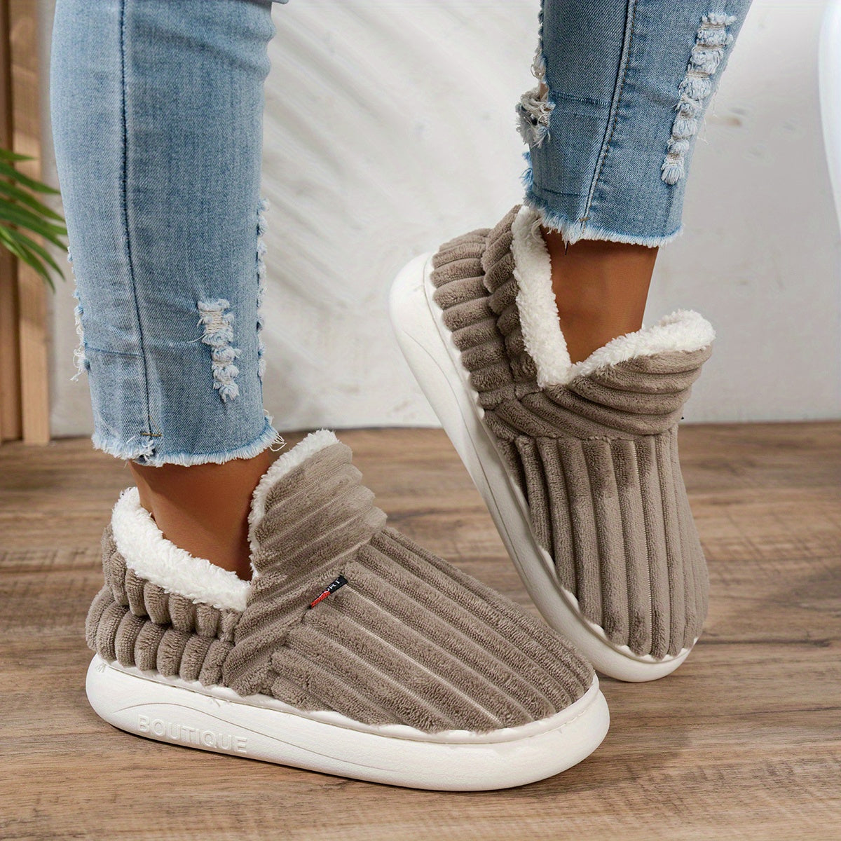 Warm Cozy Women's Slipper Shoes with Grip Soles