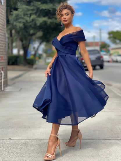 Chic Casual Off Shoulder Midi Dress
