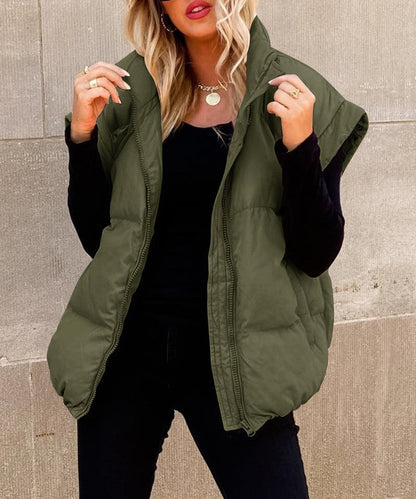 Women's Quilted Padded Vest Zip Up Relaxed Fit