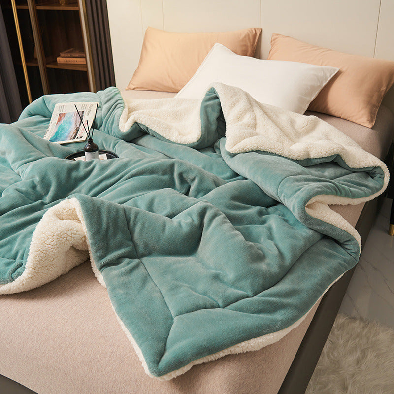 Cozy Sherpa Flannel Throw Blanket