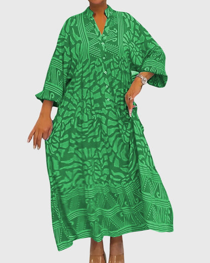 Elegant Long Dress with Bright Floral Pattern