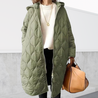 Large Hooded Winter Parka Coat with Faux Fur Details