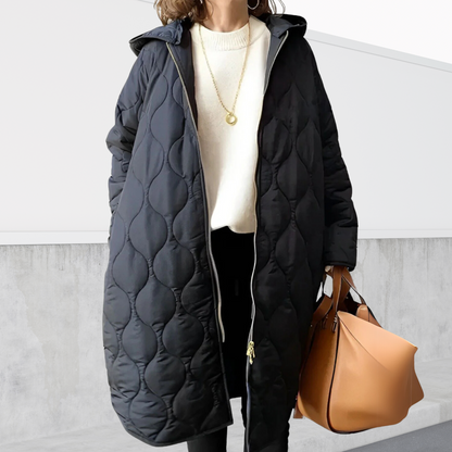 Large Hooded Winter Parka Coat with Faux Fur Details