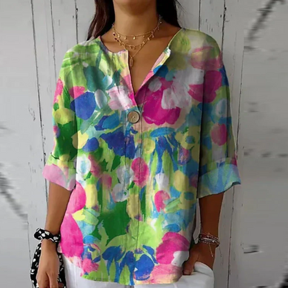 Ladies Elegant Flower Short Sleeve Tops