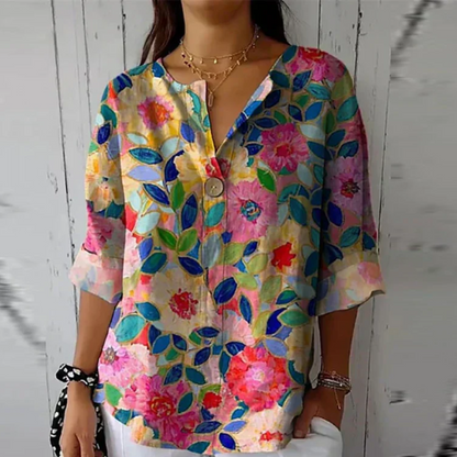 Ladies Elegant Flower Short Sleeve Tops