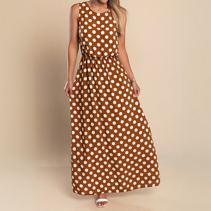 Stylish Spotted Long Maxi Dress - Olytrend