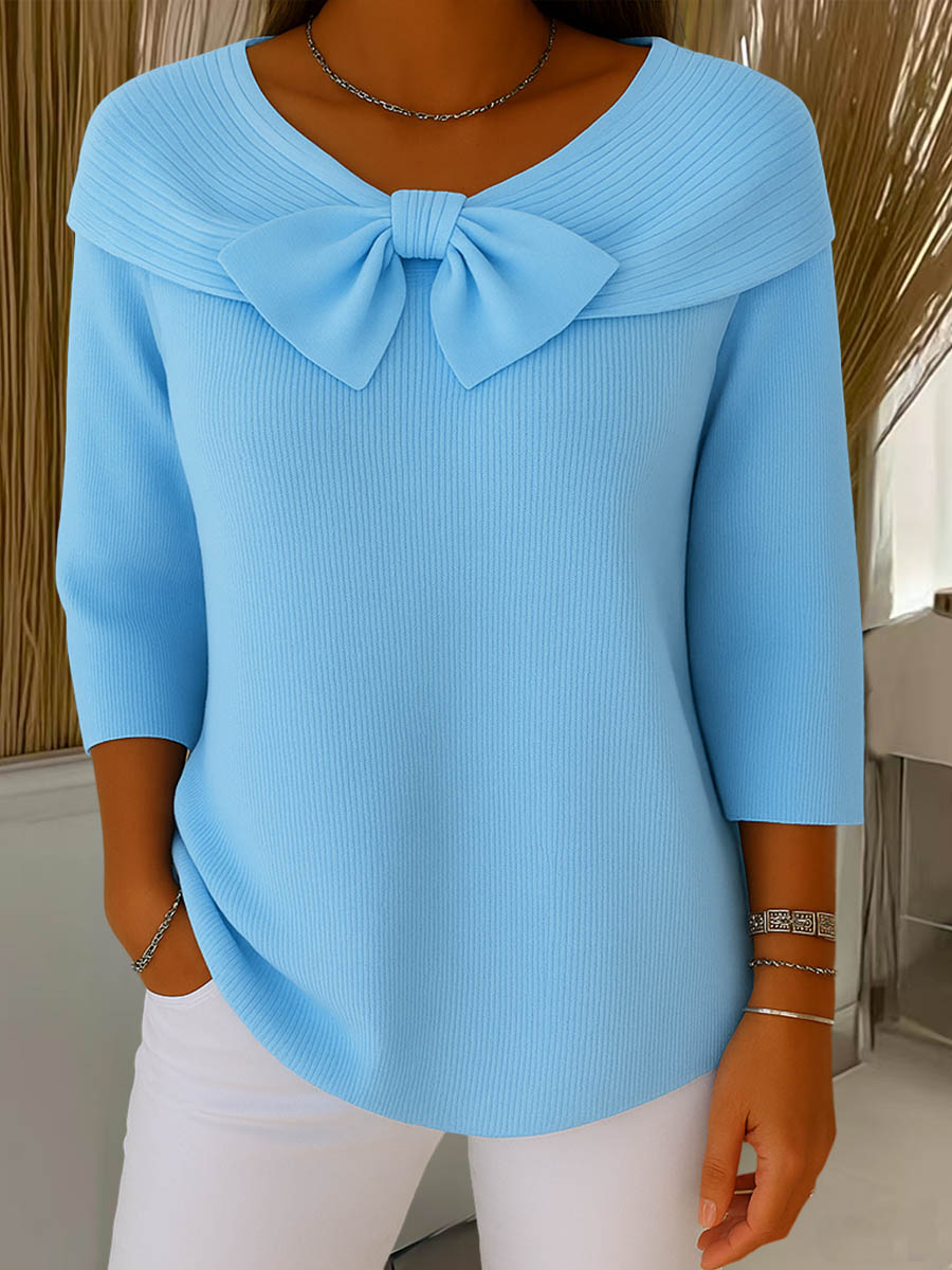 Jordan | Ladies' Textured Crew Neck Mid Sleeve Sweater - Olytrend