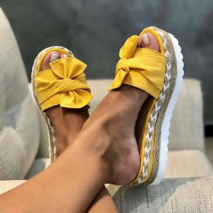 Women's Comfortable Summer Slide Sandals with Bow Detail