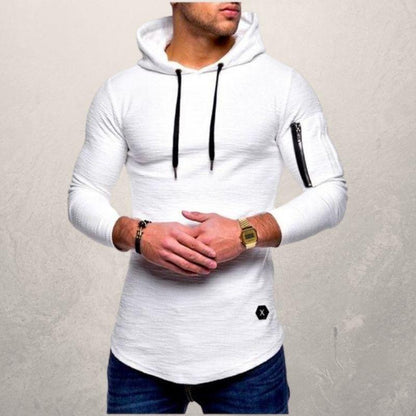 Men's Fleece Hoodie with Zip Pocket and Adjustable Fit