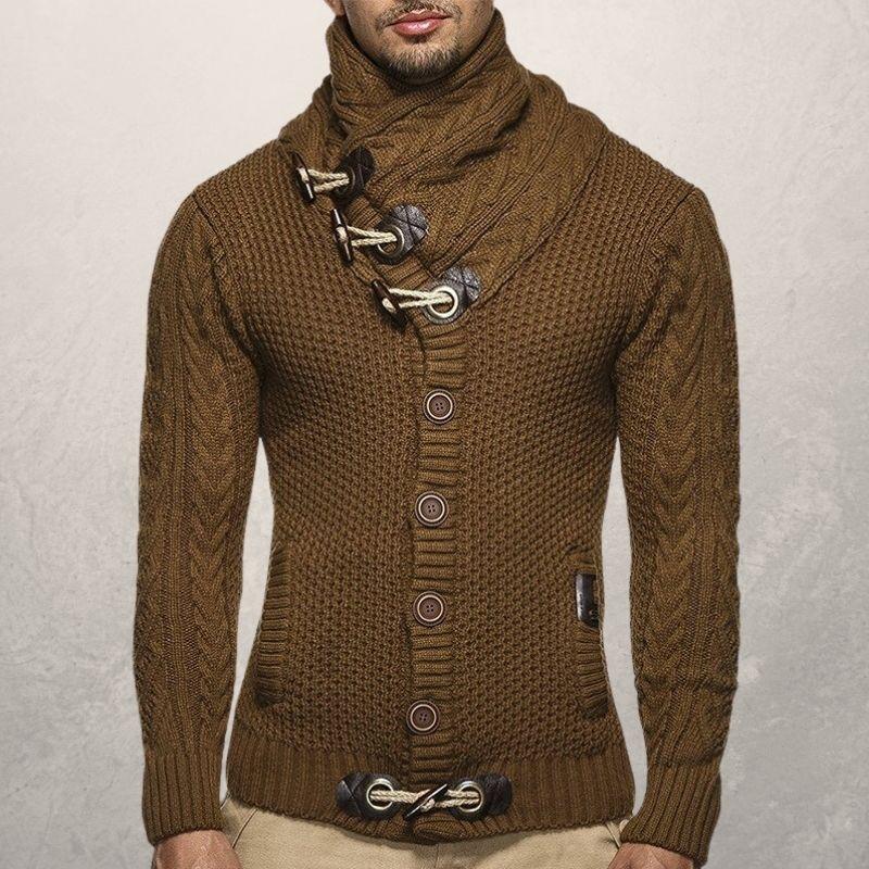 Men's Cable Knit Crew Neck Sweater with Pockets