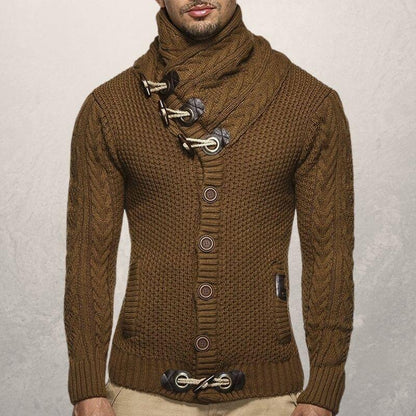 Men's Cable Knit Crew Neck Sweater with Pockets