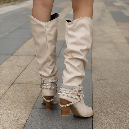 Pam Women's Tall Slouch Boots - Chunky Block Heel