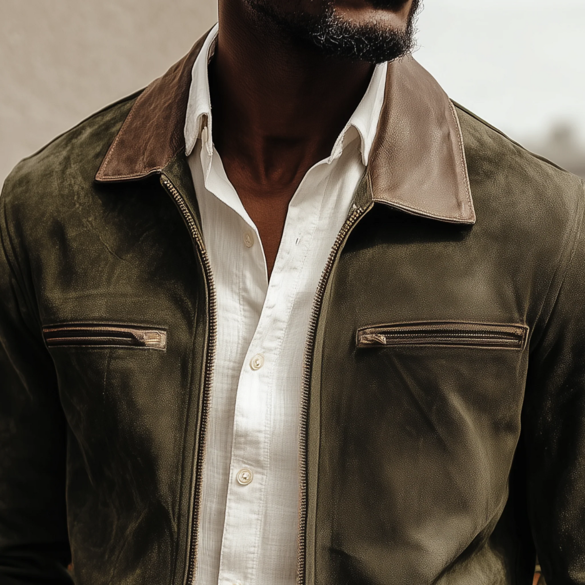 Premium Green Suede Mens Jacket - Elegant Outdoor Style