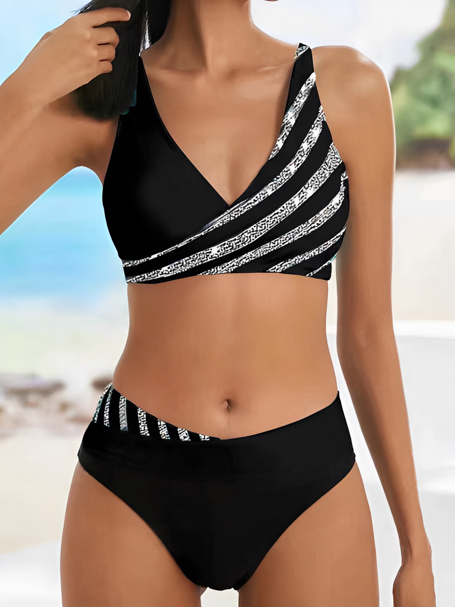 Comfortable Striped Women's Bikini Swimwear Set