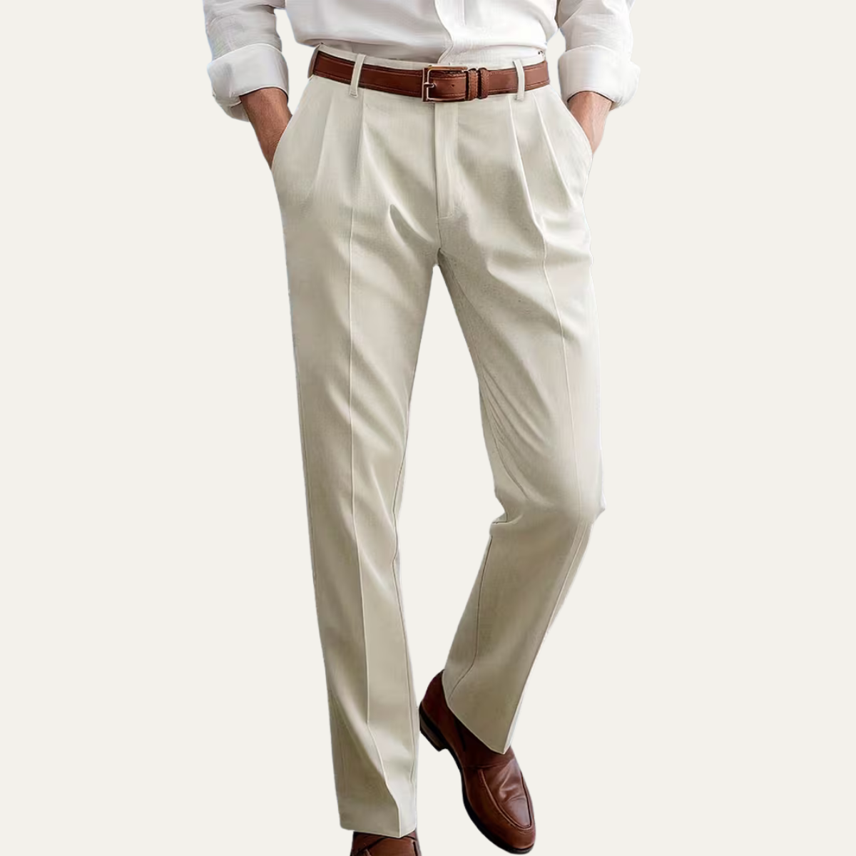 Relaxed Fit Linen Dress Pants for Men