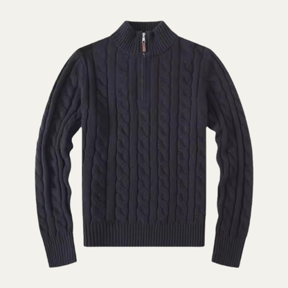 Thick Cable Knit Men's Quarter Zip Sweater