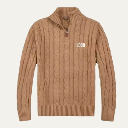 Thick Cable Knit Men's Quarter Zip Sweater