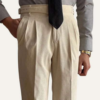 Classic Men's High Waisted Pleated Trousers