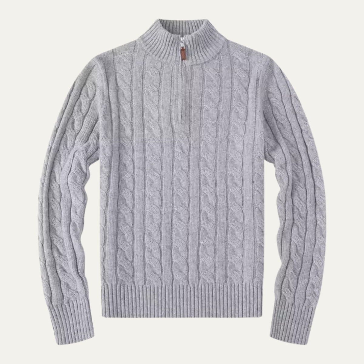Thick Cable Knit Men's Quarter Zip Sweater - Nocini