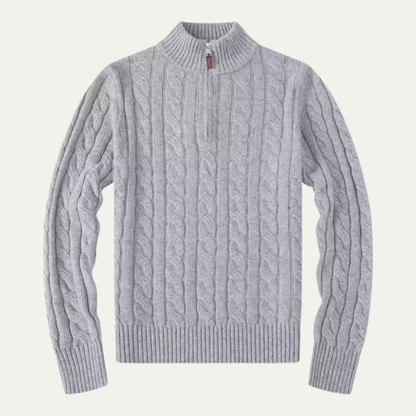 Thick Cable Knit Men's Quarter Zip Sweater - Nocini