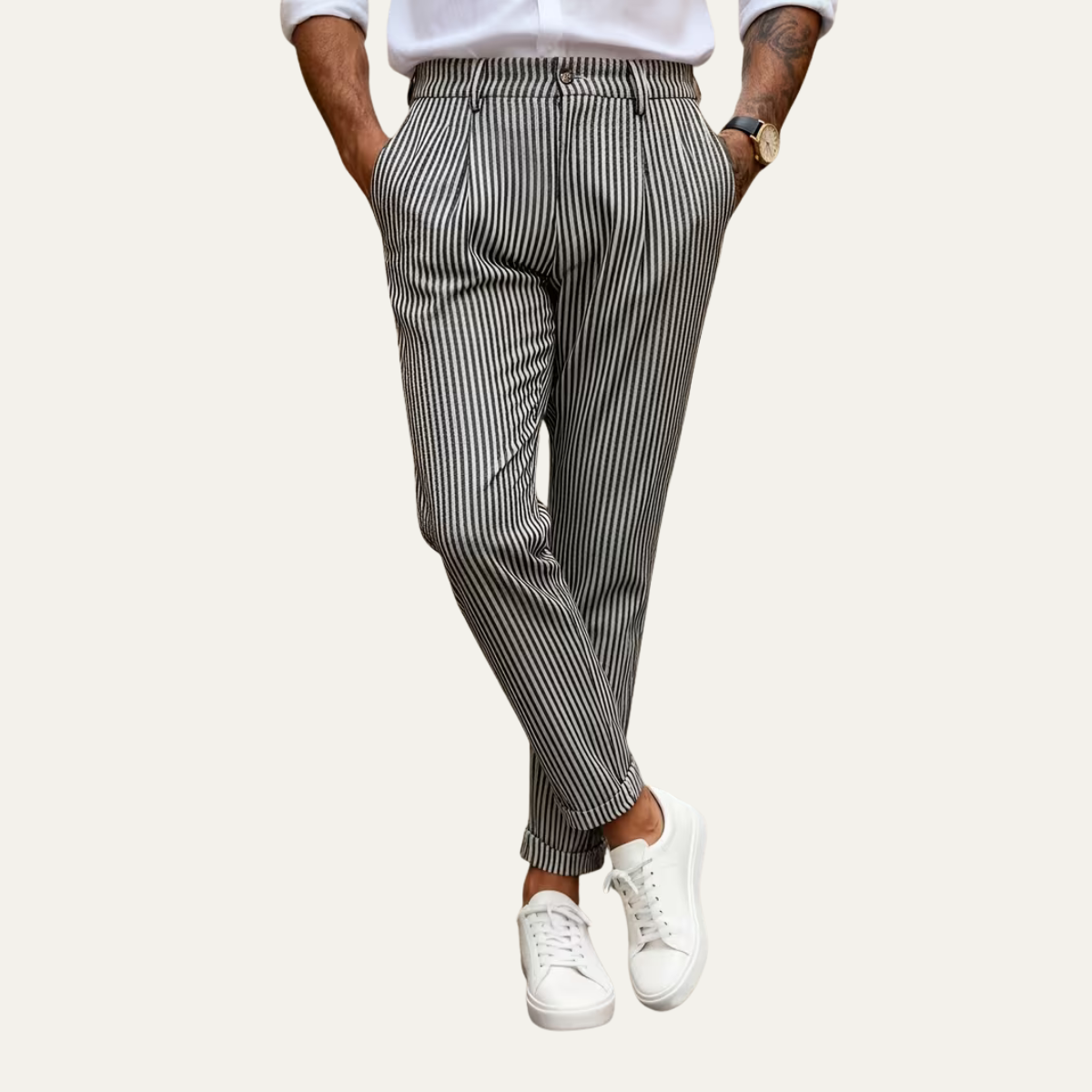 Classic Men's Black Stripe Formal Trousers