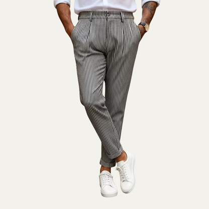 Classic Men's Black Stripe Formal Trousers