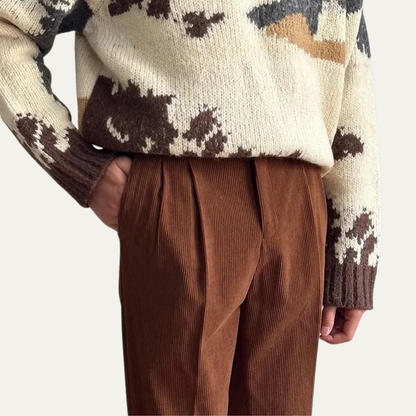 Classic Men's High Waisted Pleated Trousers