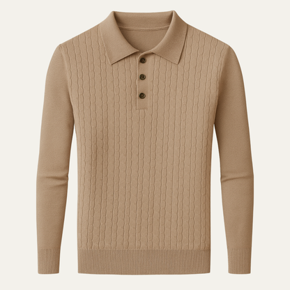 Classic Men's Cozy Cable Knit Polo Sweater - Nocini
